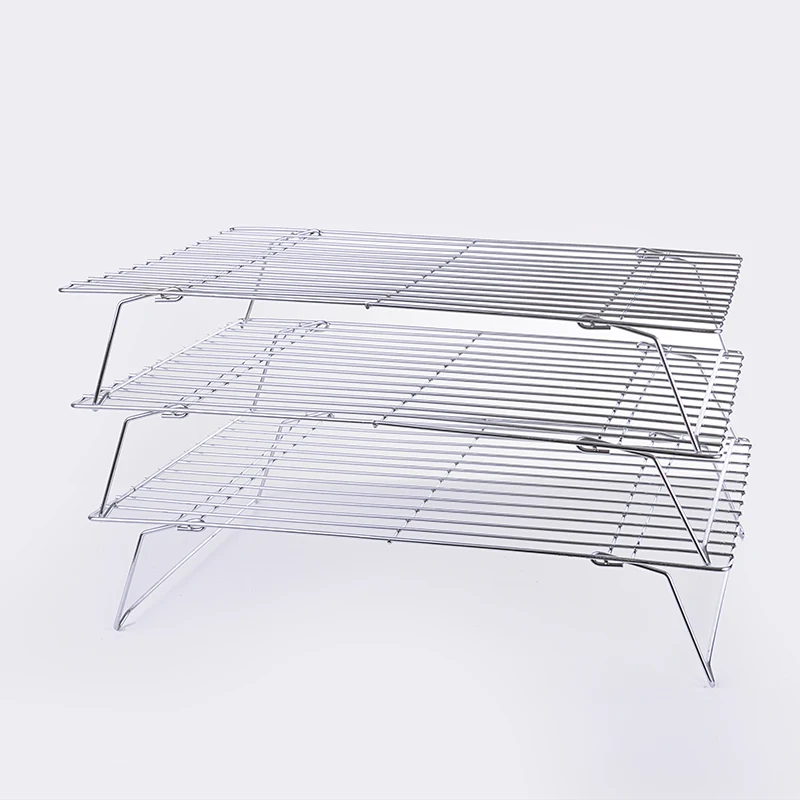 
YZ1229 3 Tiers Metal Bread Cooling Rack Foldable Wire Cooling Rack Stainless Steel 