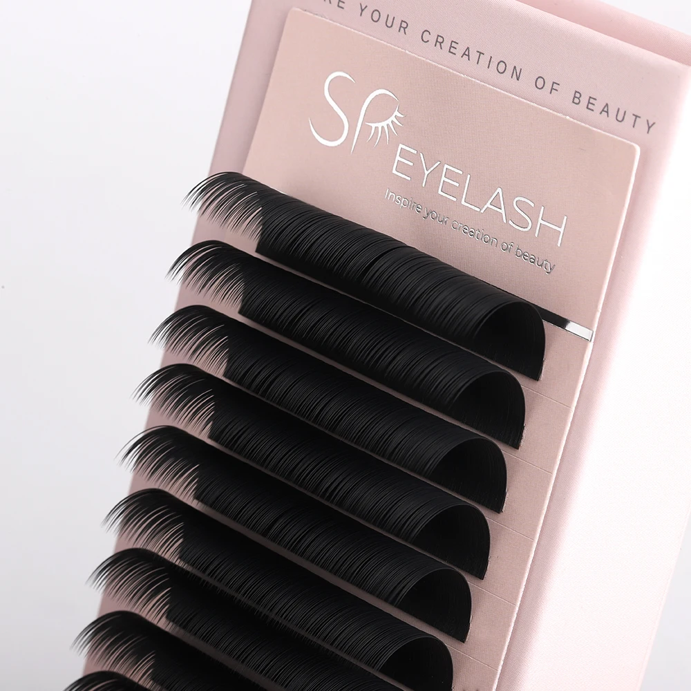 SP EYELASH Korean PBT Fiber 0.03 Vegan 7-15mm Classic Cashmere Lash Extension Tray Individual Lash Matte Black Eyelash Extension