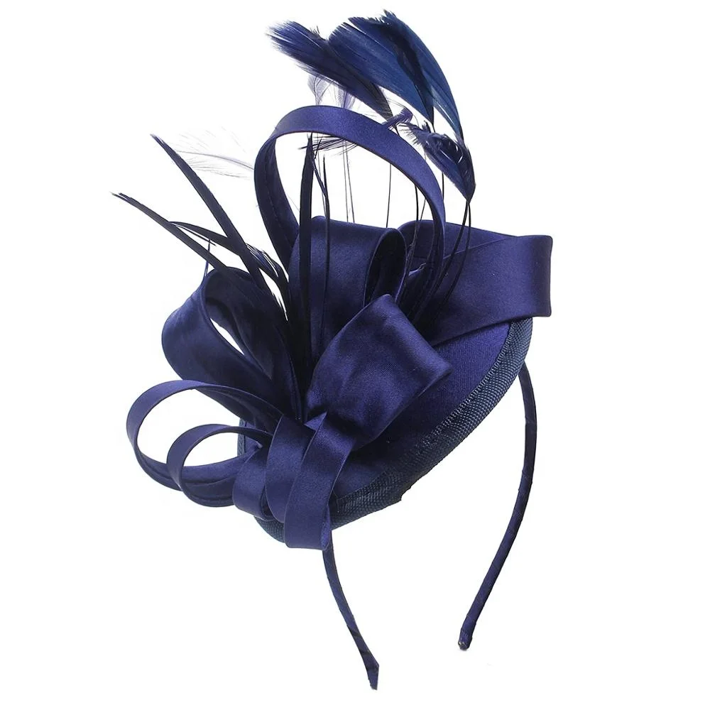 Amazon hot sale Tea party headband Kentucky Derby Wedding Cocktail Flower Satin Feathers hair clip Fascinators hat for women