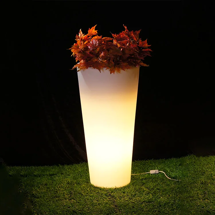 Square large size light up led lighting decorative Garden Plant Flower Decorative planter flower pot