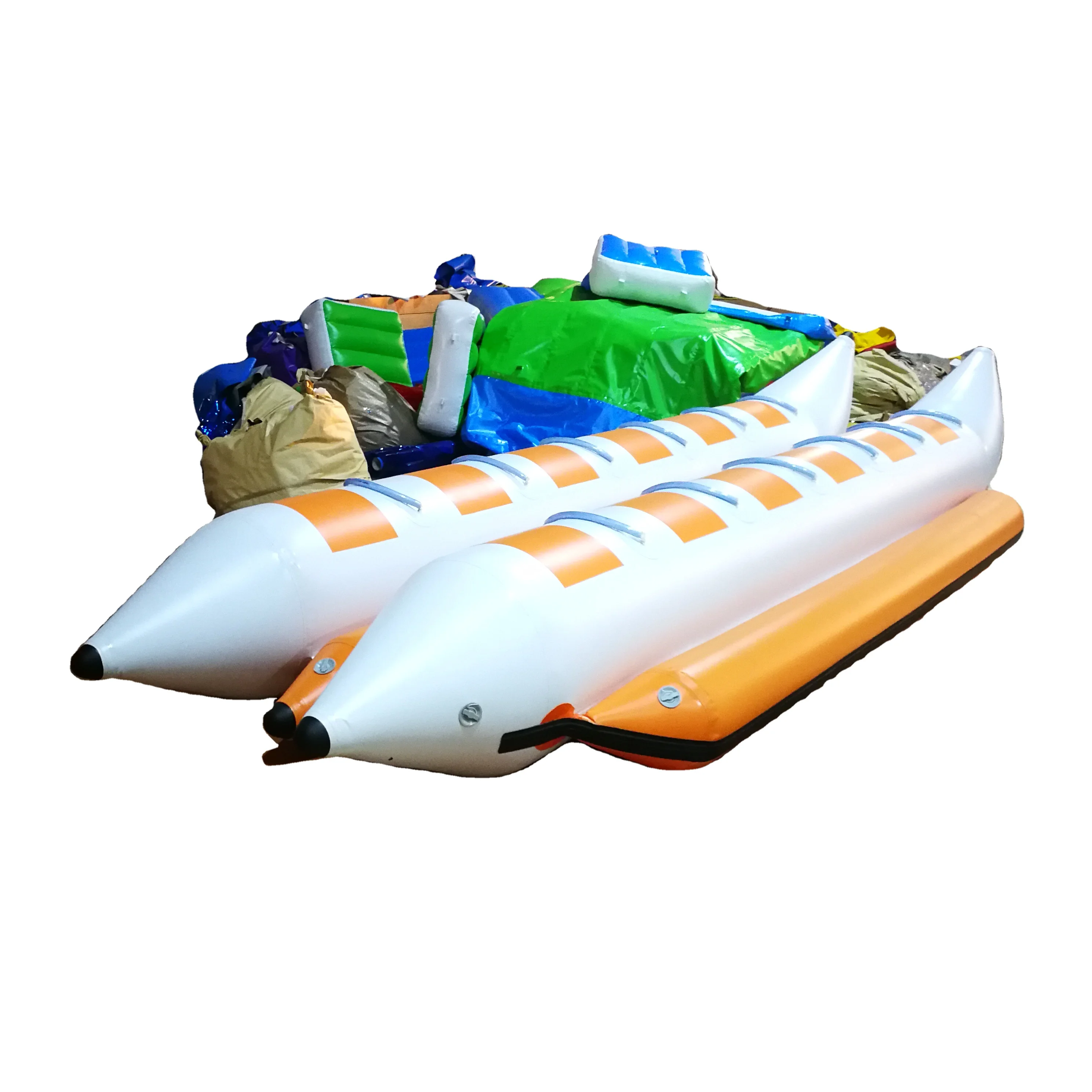 2016 Hot sale sea rides adult bicycle pedal fishing boat for amusement, 2 tubes banana boat for water toy