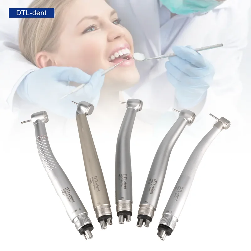 Air turbine anti retraction handpiece quick coupling fiber optic handpiece led high speed dental handpiece small head