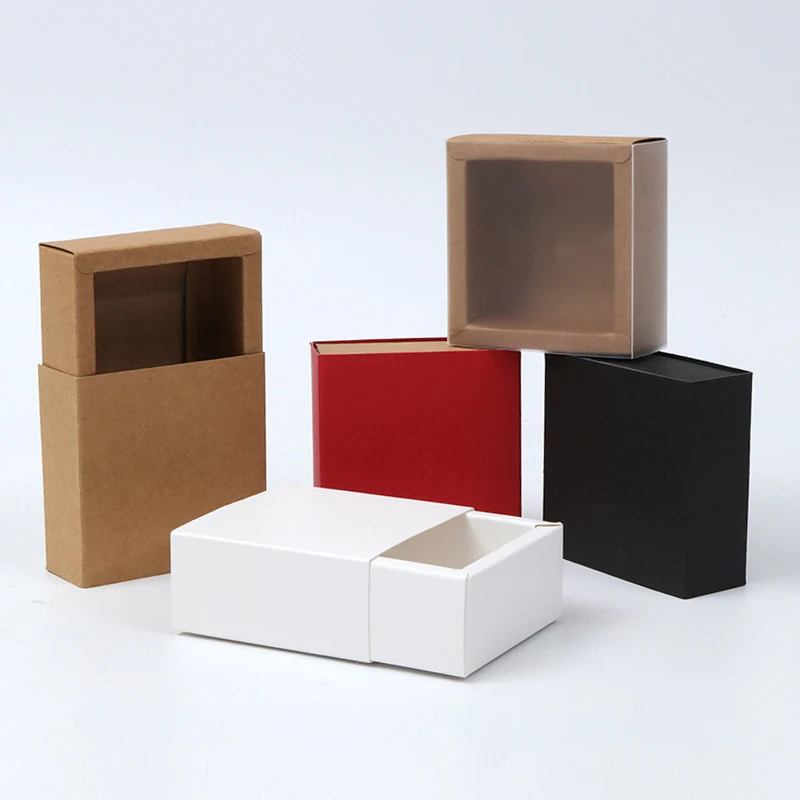 Custom Recyclable Small Cardboard Sliding Drawer Cosmetic Boxes Packaging Square Soap Frosted Lid Gift Kraft Paper Box