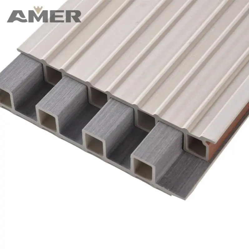Amer Factory Price Hollow Pvc Wall Panel Interior Decoration Wood 3d Wall Panels Design Indoor Interior Laminated Wpc Wall Panel