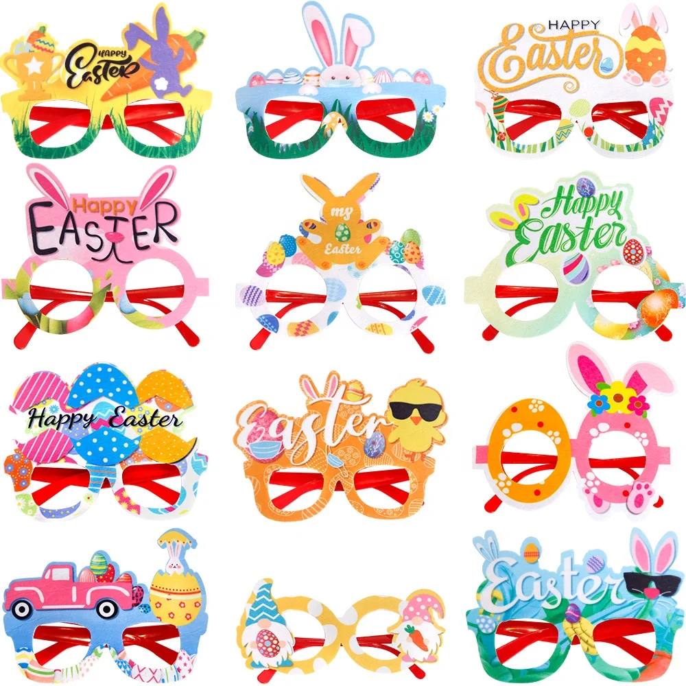 Easter Party Eyeglasses Funny Bunny Glasses for Kids Adults Glitter Light up Easter Bunny Ears Glasses