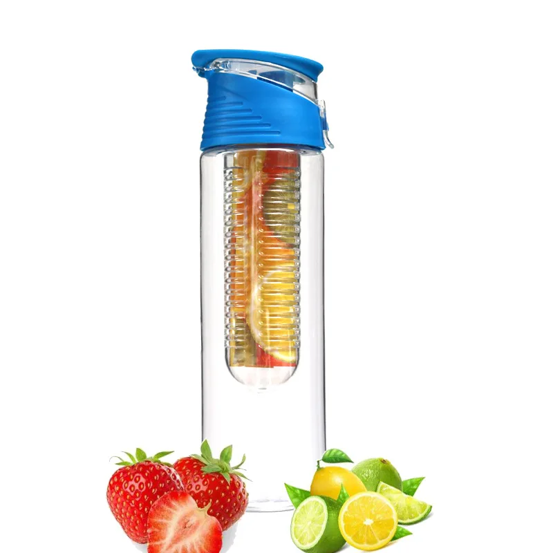 Mikenda  Sport Fruit Infuser Water Bottle Tritan Fruit Infusion Shaker Infuser Bottle Plastic With Push Lid