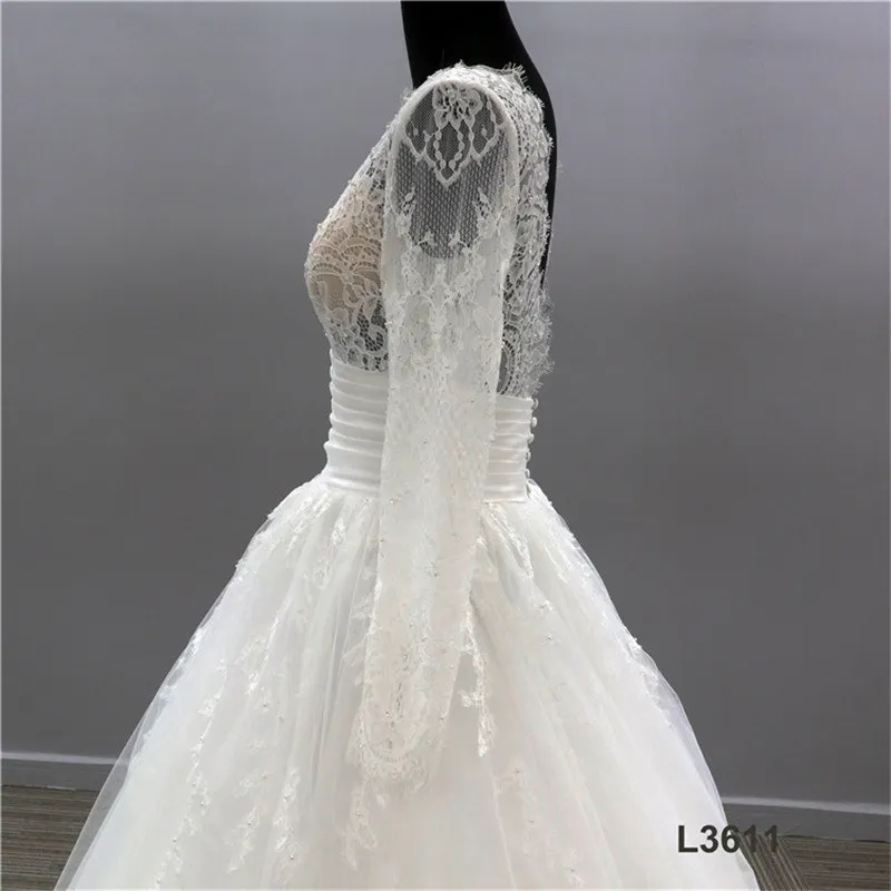  luxury chiffon ruffles Courtyard plain pure white sleve casual long sleeve lace 2021 vintage express puff wedding