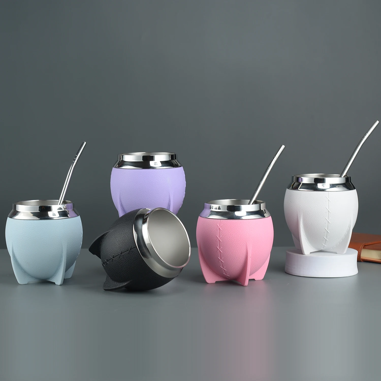 Лидер продаж от производителя аргентиновая Yerba Mate 18/8 из нержавеющей стали с двойными стенками кожи 280 мл чашка трубочкой Bombilla