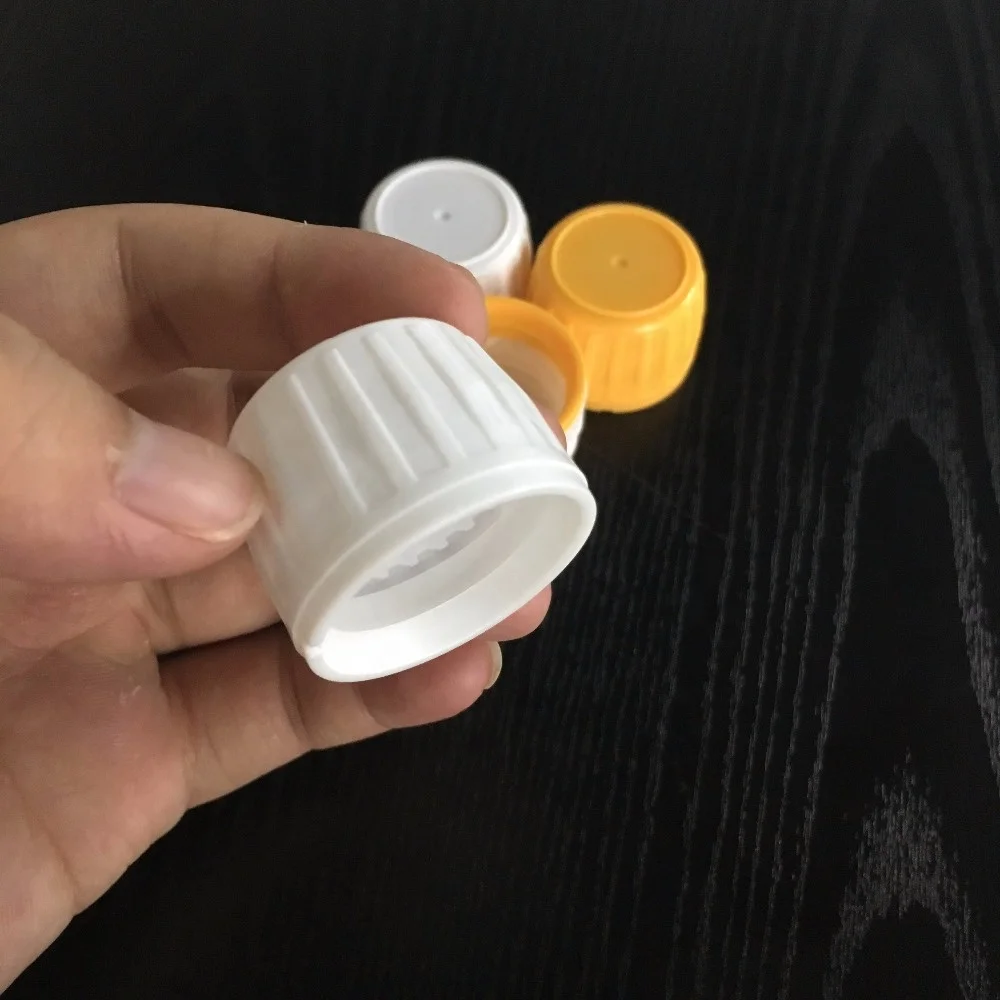 28mm White tamper evident/ tamperproof Plastic Bottle Caps for DIN 28 glass syrup bottles compliance with ISO8317:2015