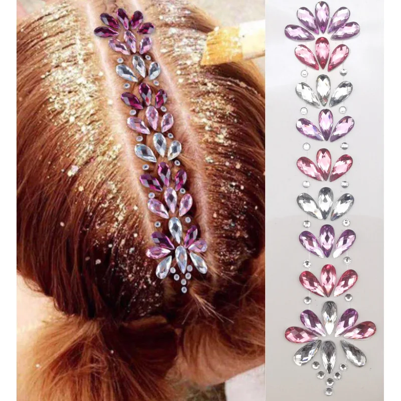 Wholesale High Quality Festival Face Jewels Crystal Body Hair Gems Sticker for Festival Party