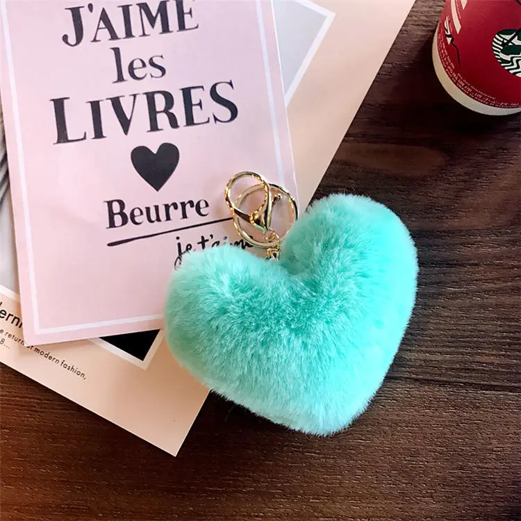 
New fashion colorful faux fur love ornaments beautiful and cute bag pendants 