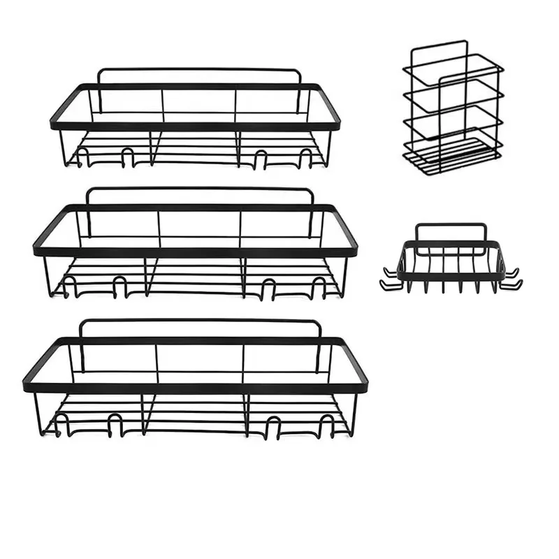 Best Seller Bathroom Organizer Shelf Rack 2 Pack Wall Mounted Self Adhesive Wire Corner Shower Caddy Basket