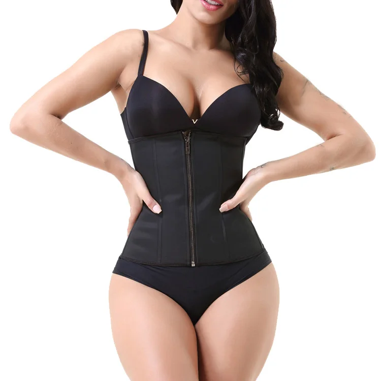 Wholesale Underbust Cincher Shaper 9 Steel Boned Latex Waist Trainer Corset With Zipper And Hooks