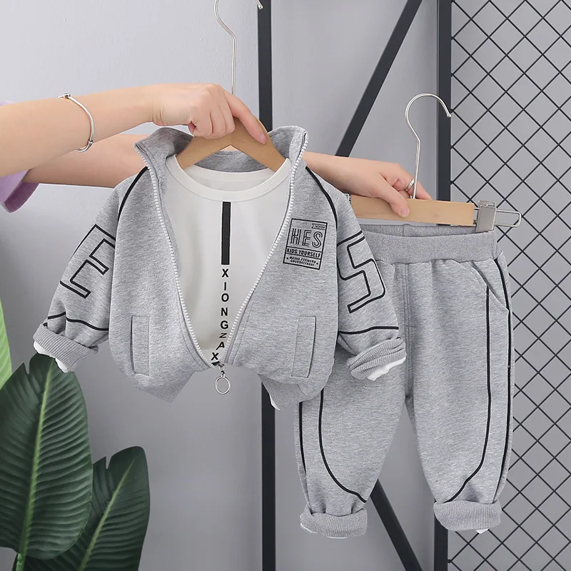 High quality 3 pieces set baby boy child removing girl clothes for autumn 2024