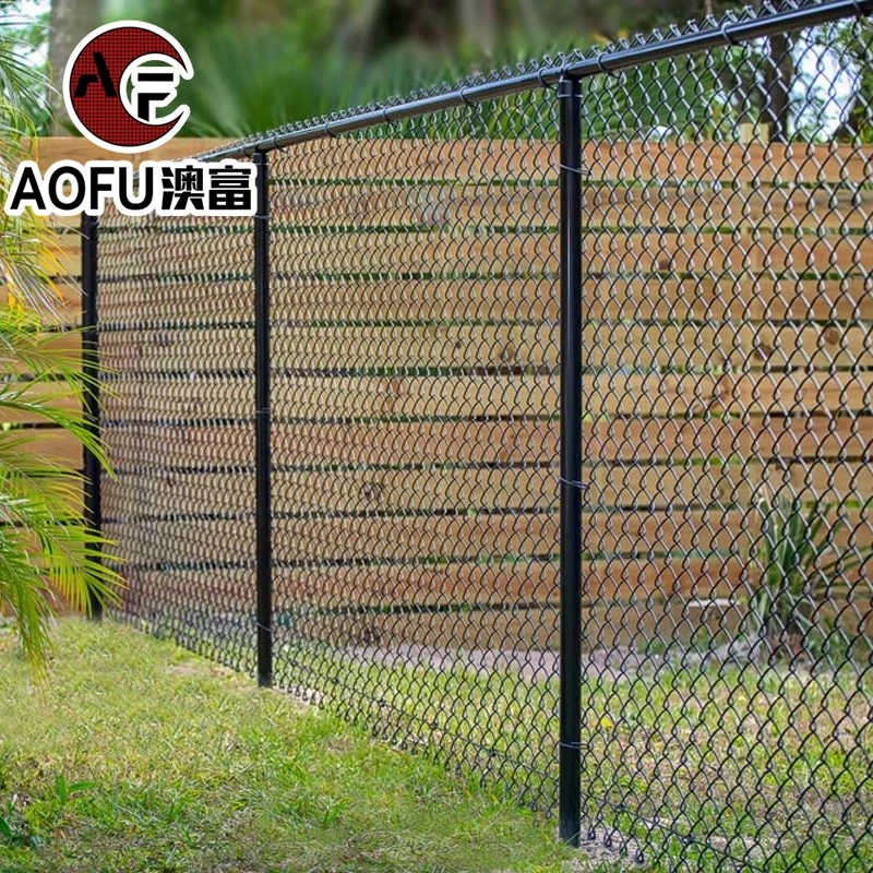 8 ft Black Zinc Coated PVC Coated Chain Link Mesh Fence 3mm Steel Construction fence