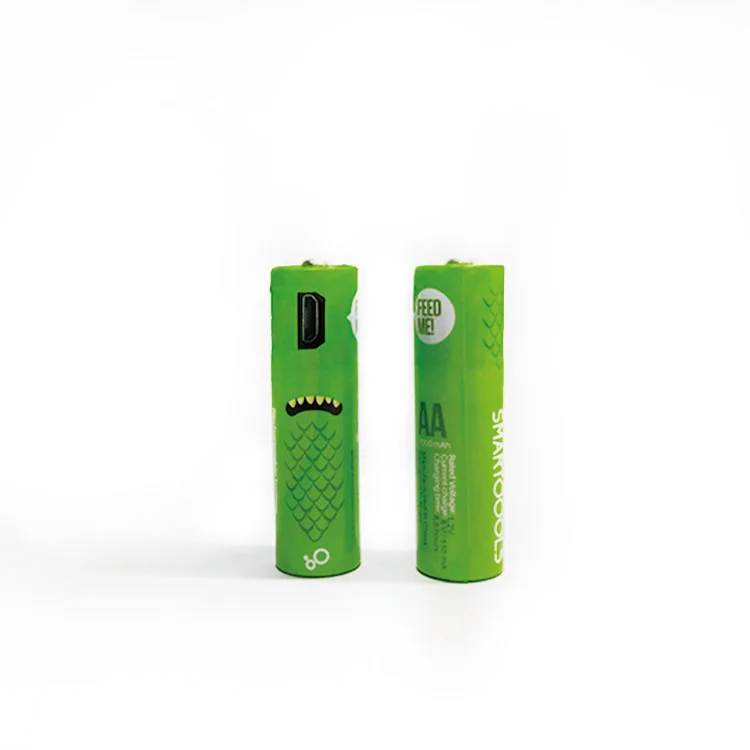 Custom Branding Logo Hot Sale 1.2V AA Rechargeable Battery 1000mah Micro USB Charging Repeatedly USB AA ni-mh Batteries AA AAA