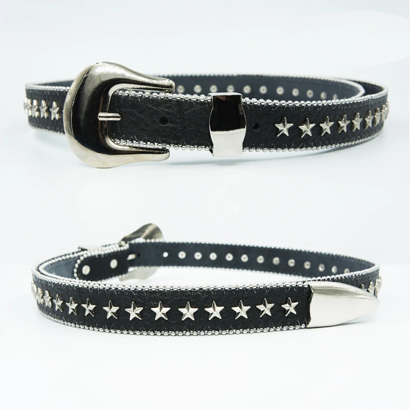 Прямая поставка с завода, ширина 2,8 см, 1,1 дюйма, цинковый сплав, индивидуальный шариковый край, коровья кожа, Кристалл, горный хрусталь, пряжка, ремень