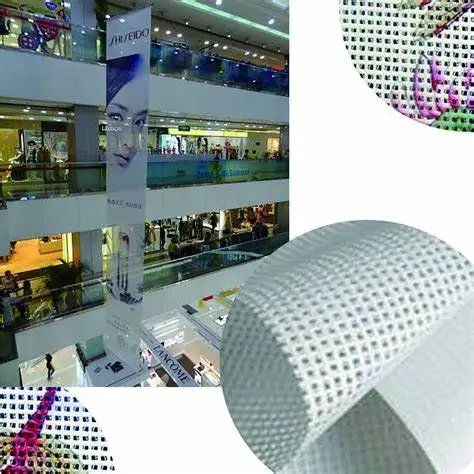 custom scrolling flex advertising hang vinyl scrim mesh fence banner with optional pvc vinyl