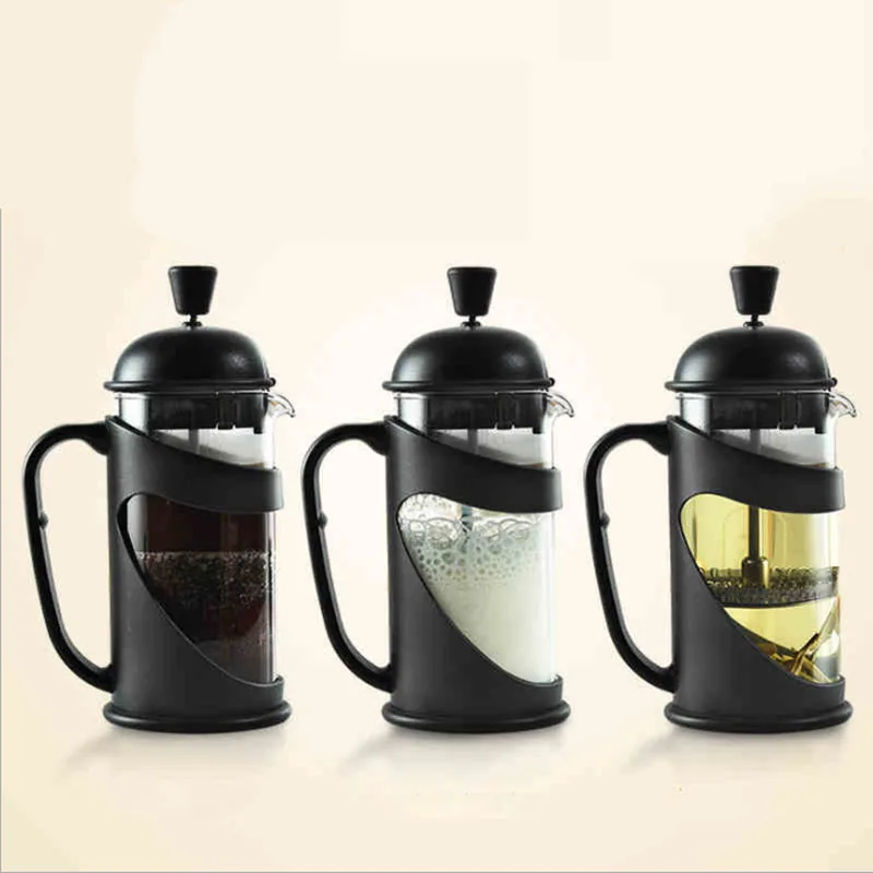 Hand Grind 350ml Glass Mug Stainless Steel Foam Maker Tea Coffee Brewer French Coffee Press