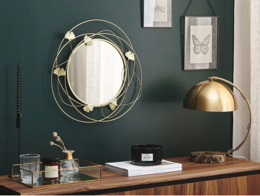 Декоративное зеркало в Европейском стиле популярный элемент золотистое металлическое настенное домашний декор