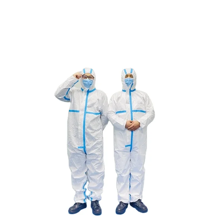 QiuYan CE Disposable Coverall Medical Protective Suit With Hood Waterproof Protective Clothing