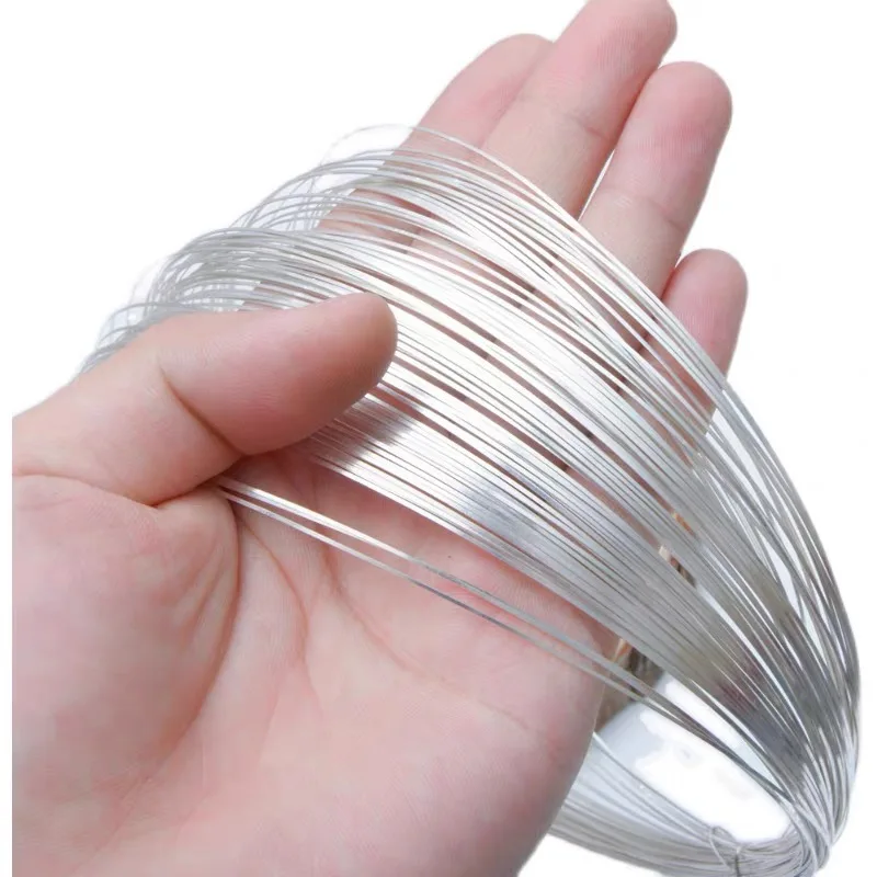 S9999 925 Sterling Silver Wire Jewelry Set Handmade Plated DIY Accessories Full Silver Ring Bracelet Pinched Silk Beaded Thread