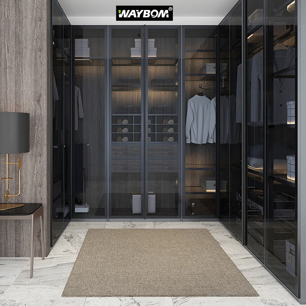 Hotel Modern Aluminum Glass Wardrobe Custom Color Cloakroom