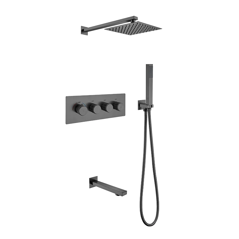 304 Stainless steel  Hot And Cold Waterfall In Wall Mounted Concealed Rain Shower Set  intelligent constant temperature