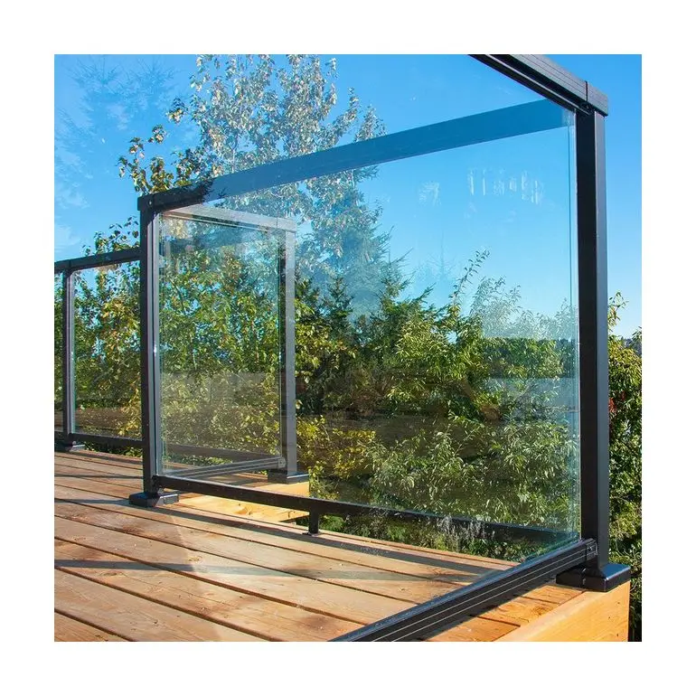 ACE Framed Glass Railing Aluminum Profile Post and Hnadrail Stair Balcony Railing System
