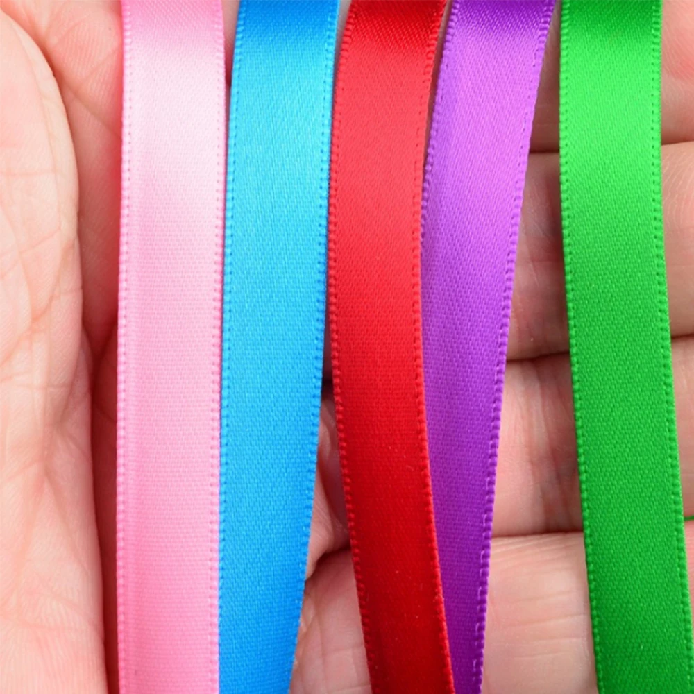Satin Ribbon Rainbow Double Face RIBBONS 100% Polyester Pure Silk Satin Ribbon Customized Color Decoration 1000 Yards 6MM Width