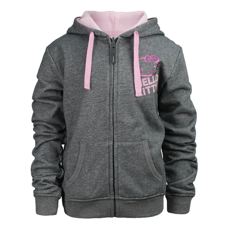 
New hot style spring autumn 2021 youth children kids girls casual sportswear knitted full zip hooded sweatshirt 