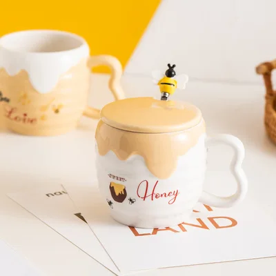  Creative cartoon cute bee jar shape office home ceramic mug with