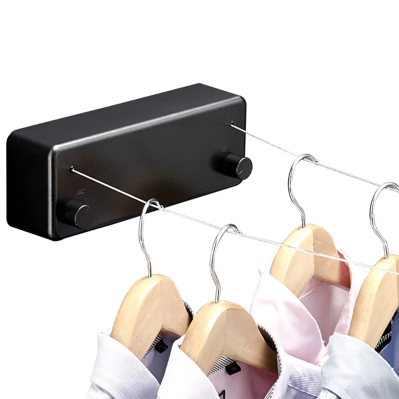 High quality black retractable clothesline double line outdoor portable wall mounted clothes line