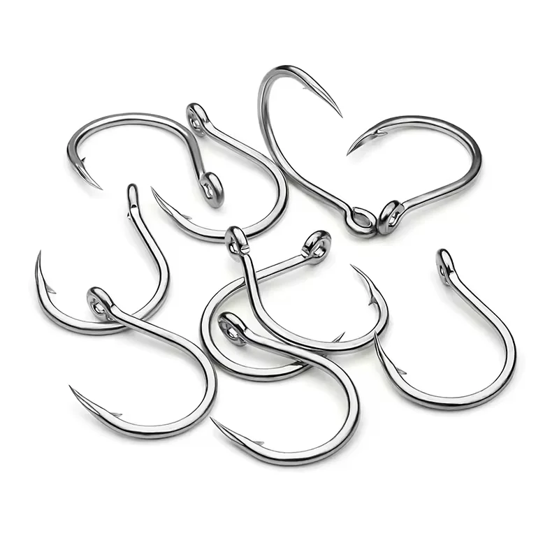Factory Direct 10pcs Strong Jigging Hooks High Carbon Steel Deep Ocean Big Barbed Hooks With Circle Squid Grouper Hook Peche