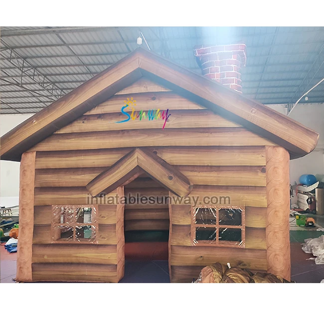 Hot sale winter inflatable cabin tent structure outdoor inflatable log chalet house ski cabins for event