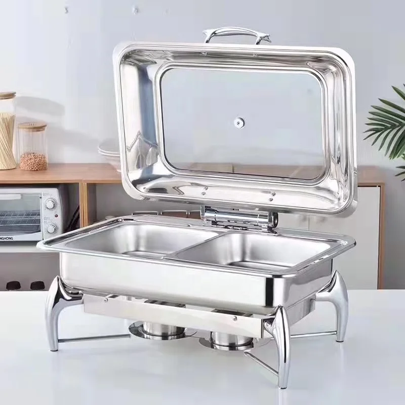 Гостиничный буфет прямоугольный Chaffing Luxury De Lux 9L серебристый и Золотой нержавеющая сталь теплая посуда набор для подогрева еды