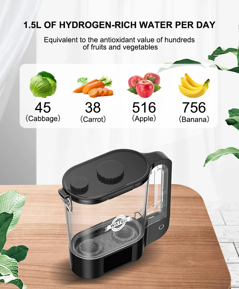 2024 New Hydrogen-Rich Kettle Dual Electrolysis 2L Hydrogen-Rich Kettle 2000-3000PPB LED Light Display Hydrogen-Rich Kettle