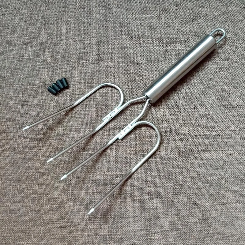 Manufacturers direct stainless steel pipe handle roast chicken fork large Turkey fork roast lamb fork outdoor barbecue tools