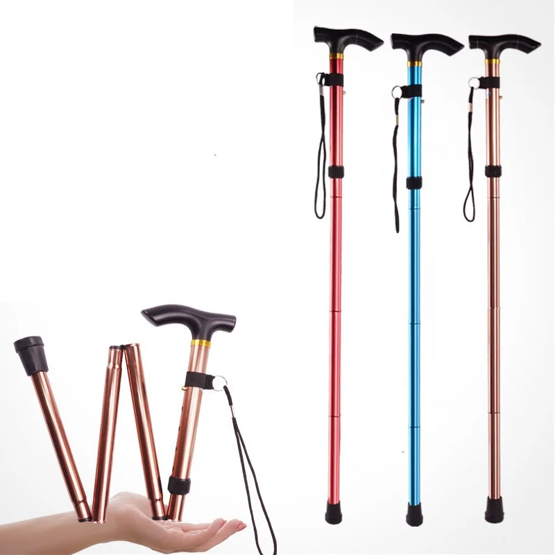 Lightweight Adjustable Height Walking Stick Wholesale Aluminum Alloy Hiking Folding Cane