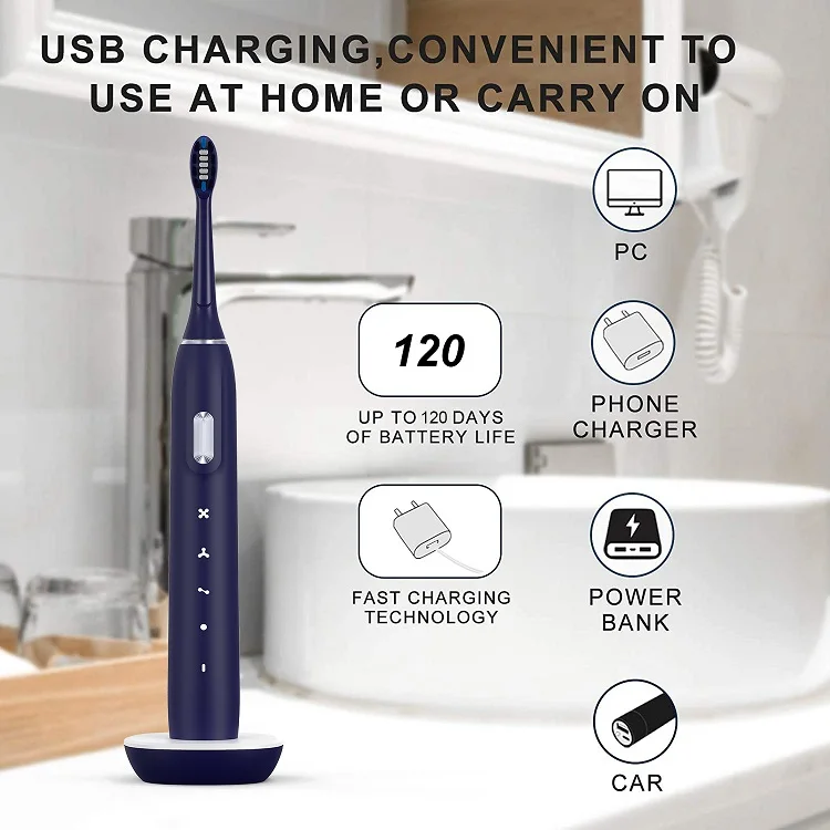 OEM ODM 45000 VPM Smart Timer Electric Toothbrush Ultrasonic Electric Toothbrush Sonic With Wireless Charger
