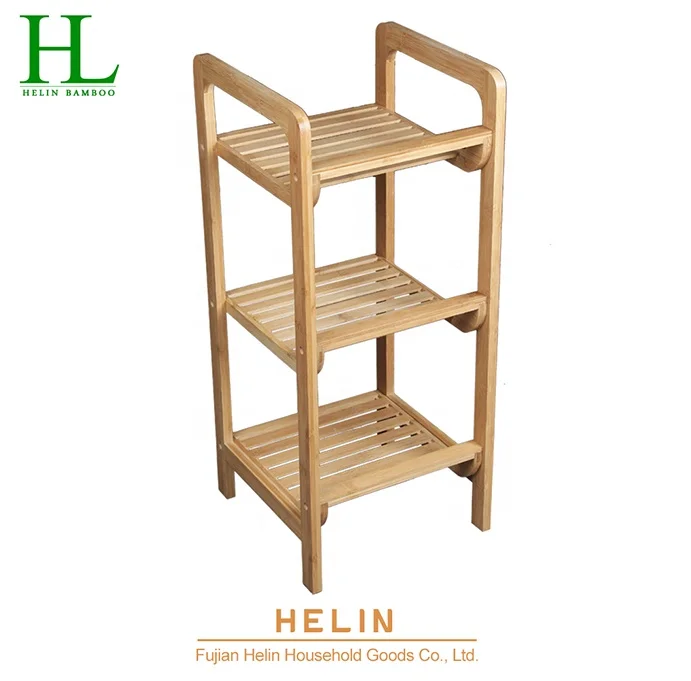 3-tier Free Standing Bamboo Towel Rack Bathroom Towel Shelf