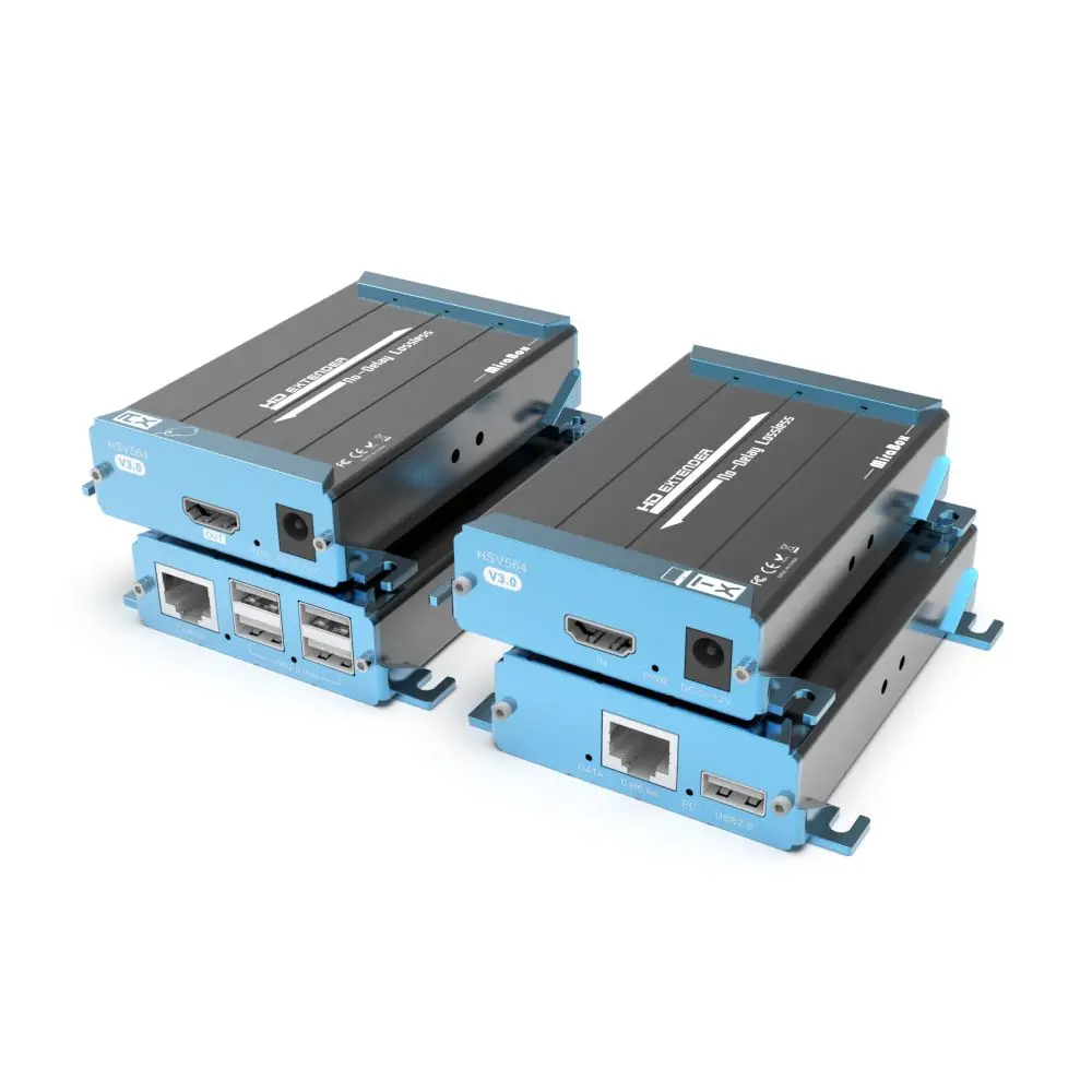 100m PoE KVM Extender over UTP/STP with USB2.0 Hub 1080P HD USB Extender over Cat5e Cat6