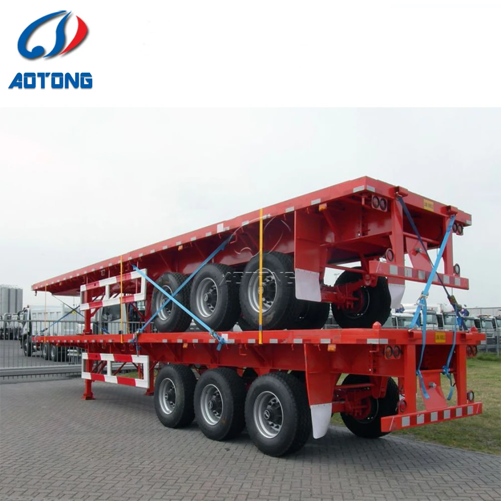 2 Axle 3 Axle 20FT 40 Ft  Trailer Chassis Flat Bed Flatbed Trailer/container flatbed trailer for sale