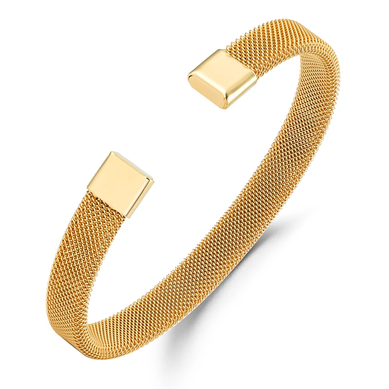 2023 Fashion Gift Golden Opening Hand Woven Titanium Wire Mesh Bracelet Bracelet Jewelry For Engagement Gifts
