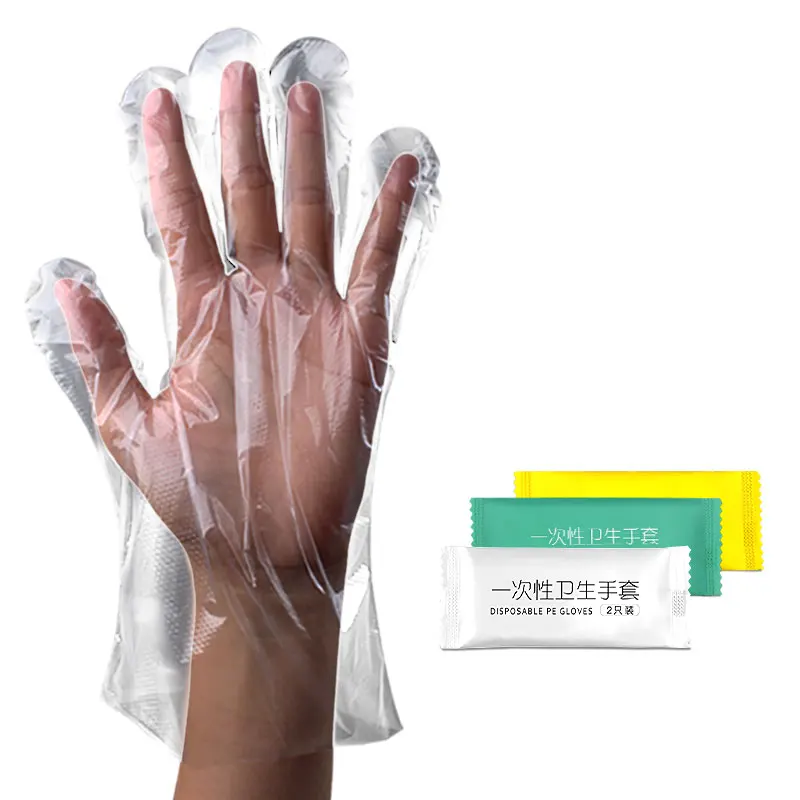 Disposable PE Gloves individually package single pack Gloves Food Grade Hairdressing kitchen  restaurant cheap hot with CE
