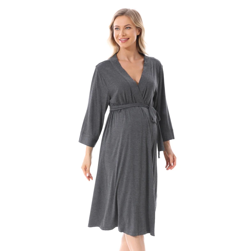 Wholesale Pregnant Women Night Dress Maternity Robe Nursing Breastfeeding Hospital Night Gown Soft Modal Fabric