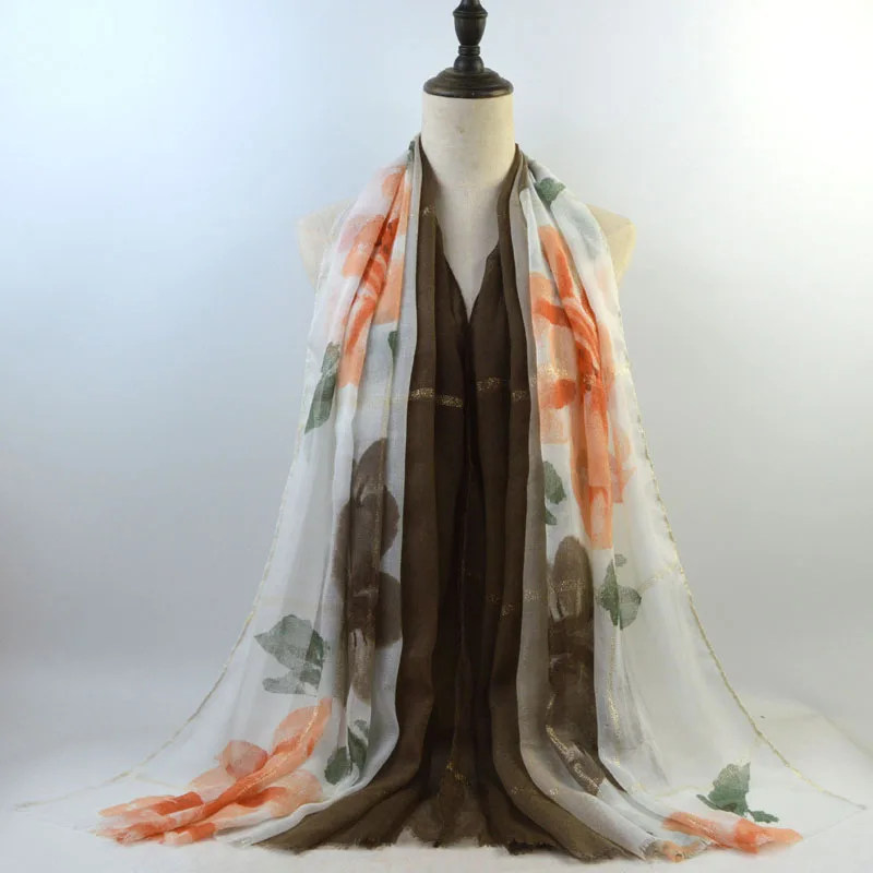 Акварельный шарф из хлопка и