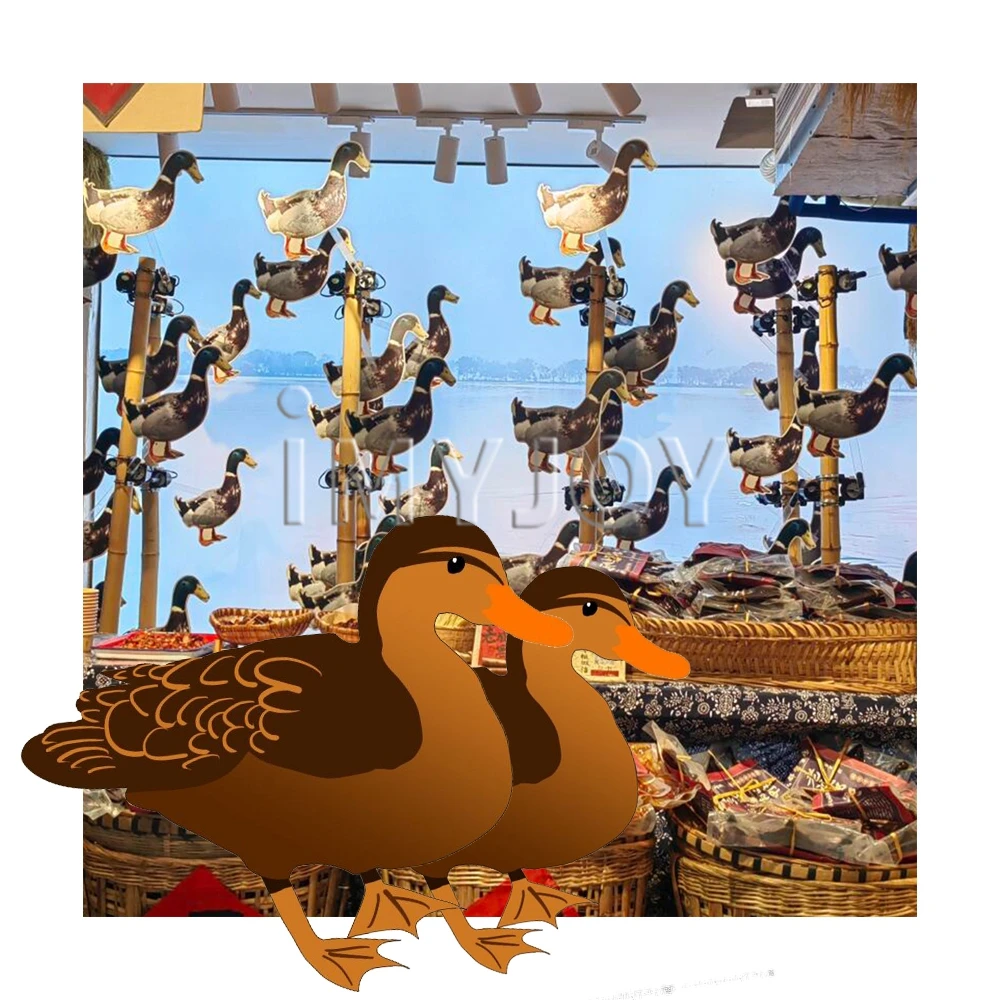 Carnival attract popularity activity prop personalized custom 3d puzzle spinning duck rabbits wooden animals sculpture