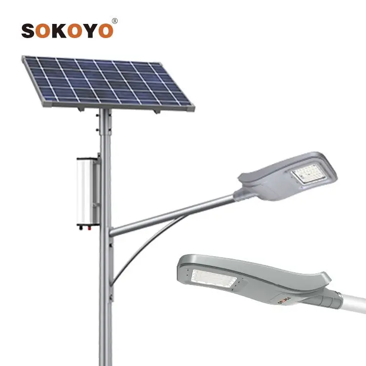 SOKOYO Ip65 40 60W Aluminum Case Waterproof Outdoor Split Led Solar Street Lighting Remote Control Solar Street Light High Lumen