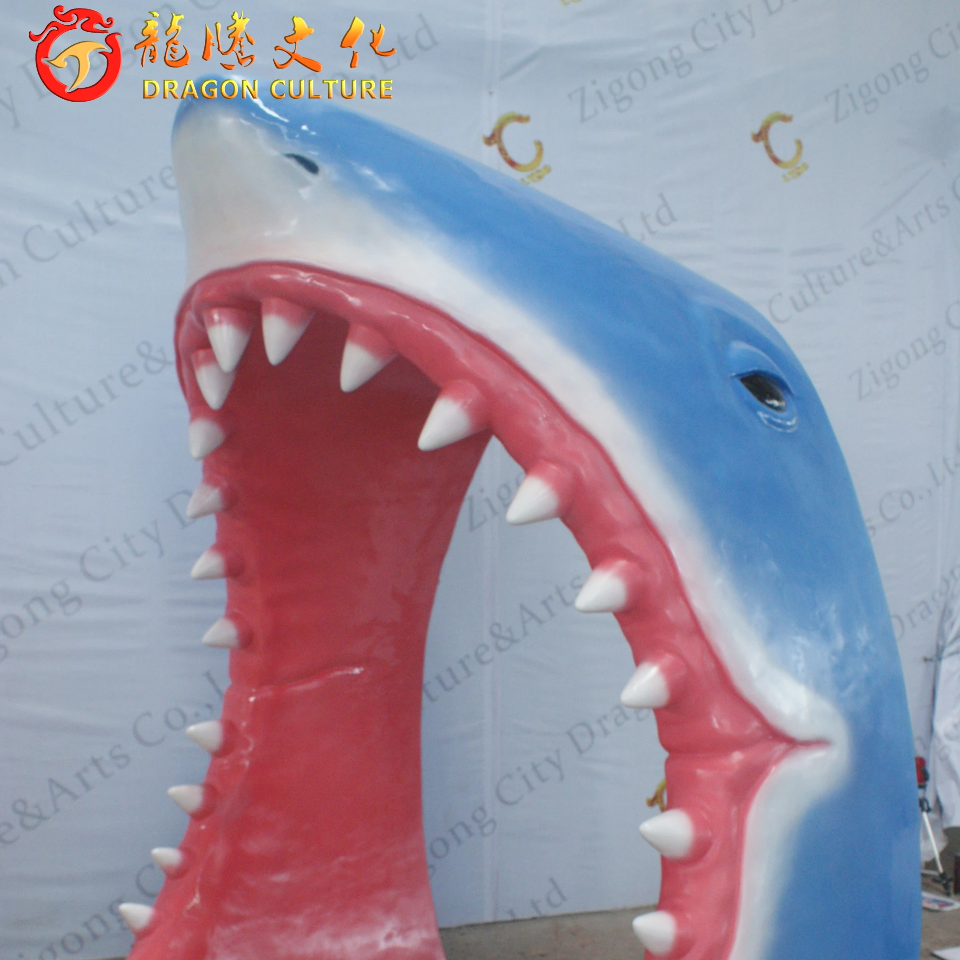Life size newest hot sale huge durable waterproof durable Animatronic shark mouth door for amusement park